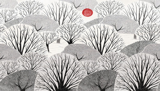 Murale artistico di alberi bianchi e neri murale