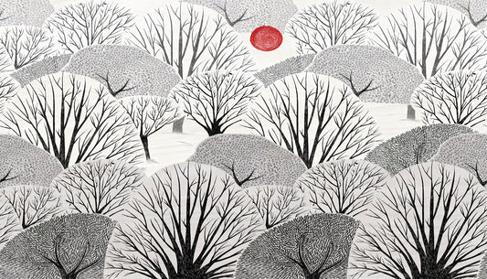 Arbres artistiques en noir et blanc peint peint mural