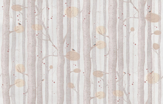 Creme Farbbaum Tapete Wandbild