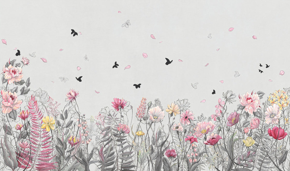 Serene Floral Orchard Wallpaper Murals in your room — zoomed