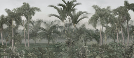 Hell & dunkelgrünes Waldbaum Tapete Wandbild
