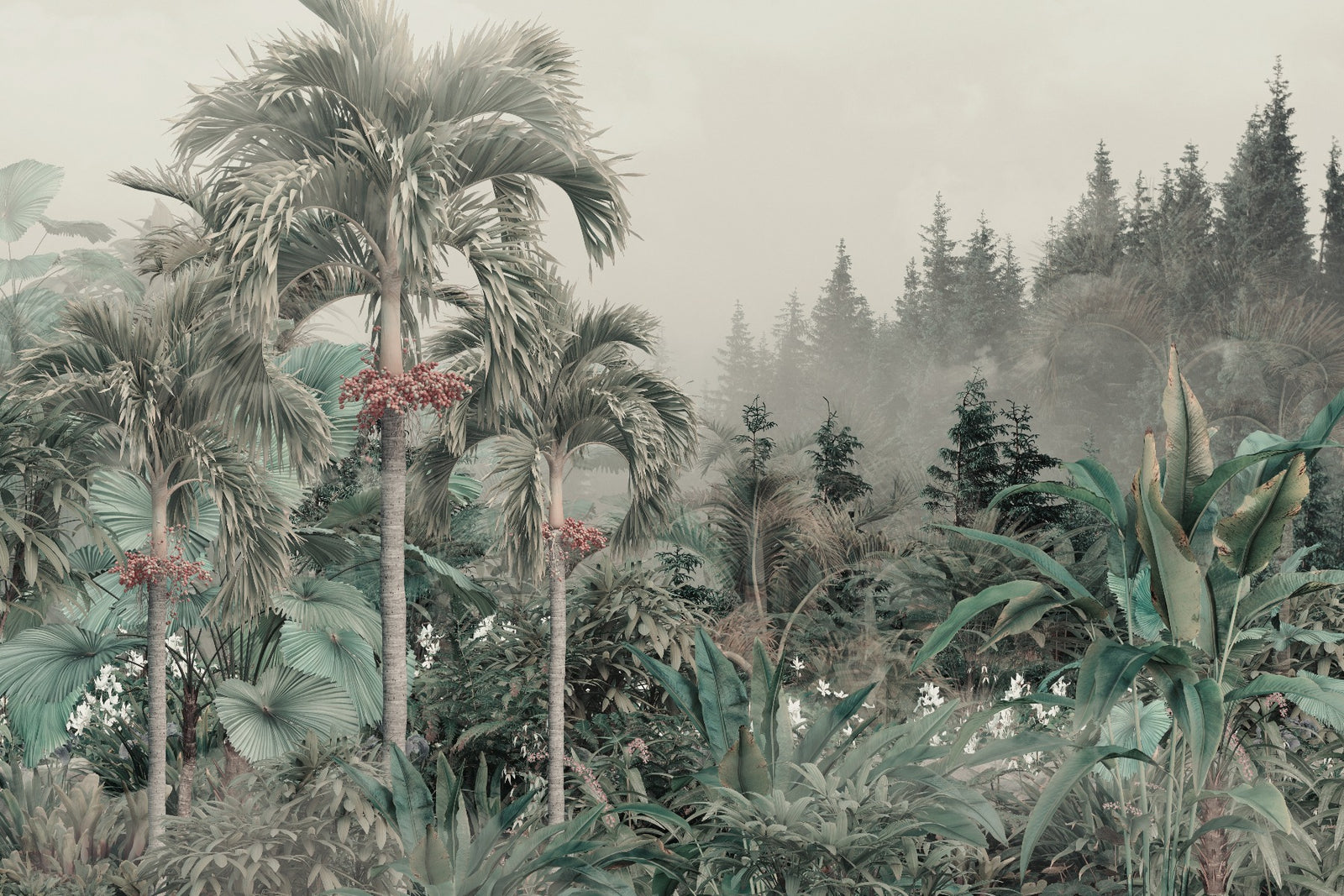Lushly Green Jungle Trees Wallpaper Wall Mural