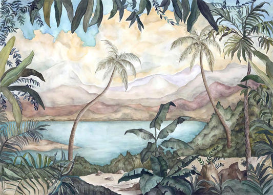 Végétation verte végétation du papier peint tropical mural