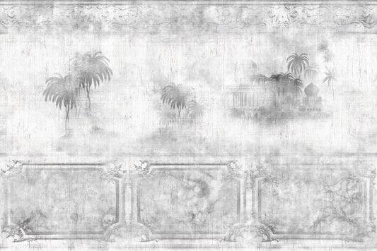 Gray Retro Foggy Trees wallpaper