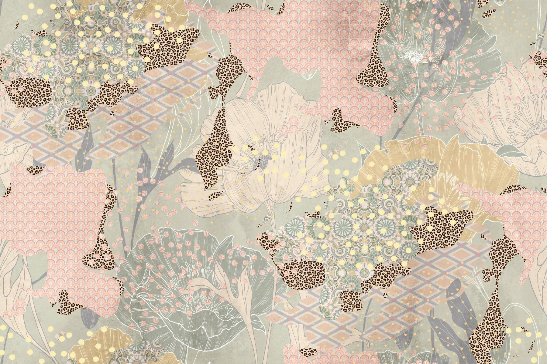 Murale de fundal artistice boho in your room — zoomed