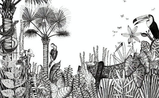 Charcoal Pencil Art Tropical Wallpaper Murals