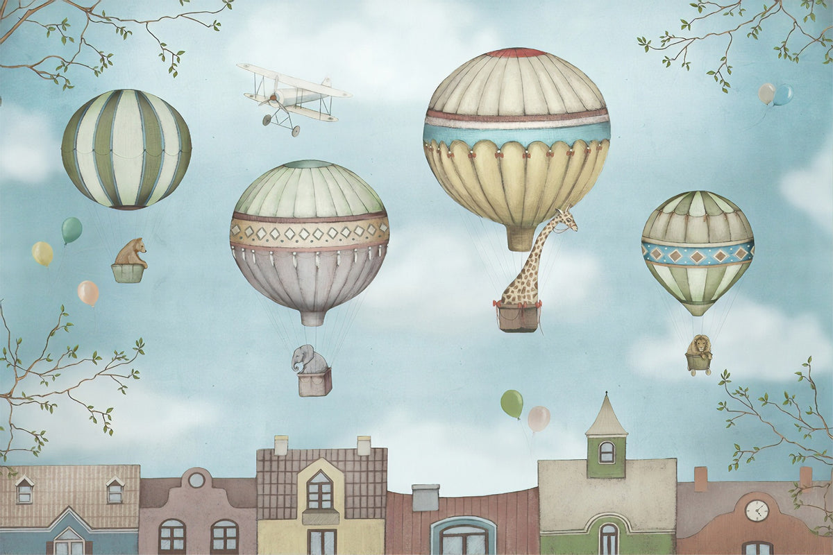 Kids Wonderland Balloons Wallpaper Murals in your room — zoomed