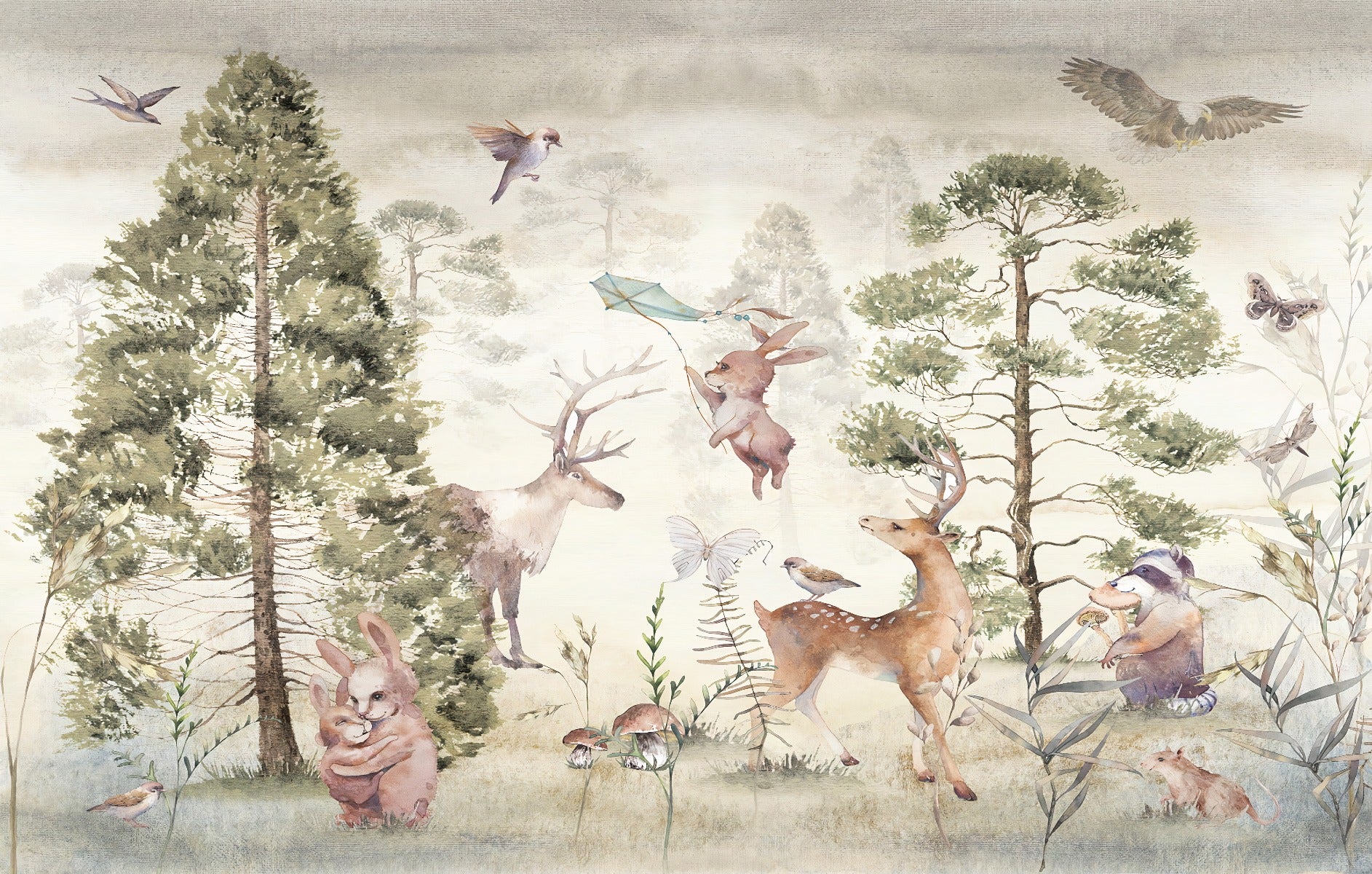 Murales di sfondi di cervo e animali graziosi