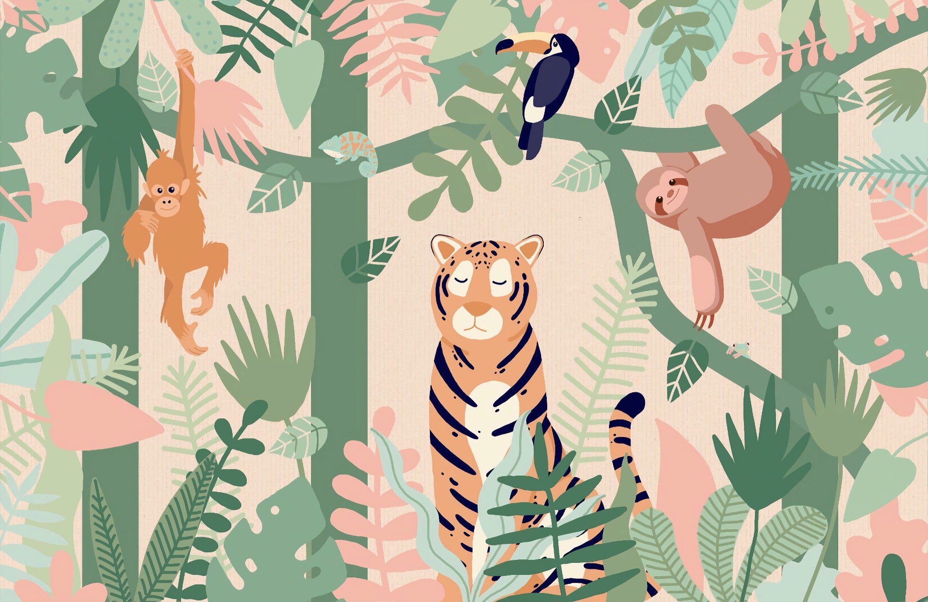 Fond de papier peint de jungle pour enfants. in your room — zoomed