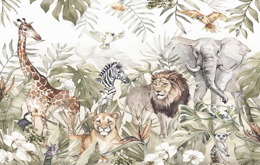 WaterColor Animal Kingdom Forest Wallpaper Murales