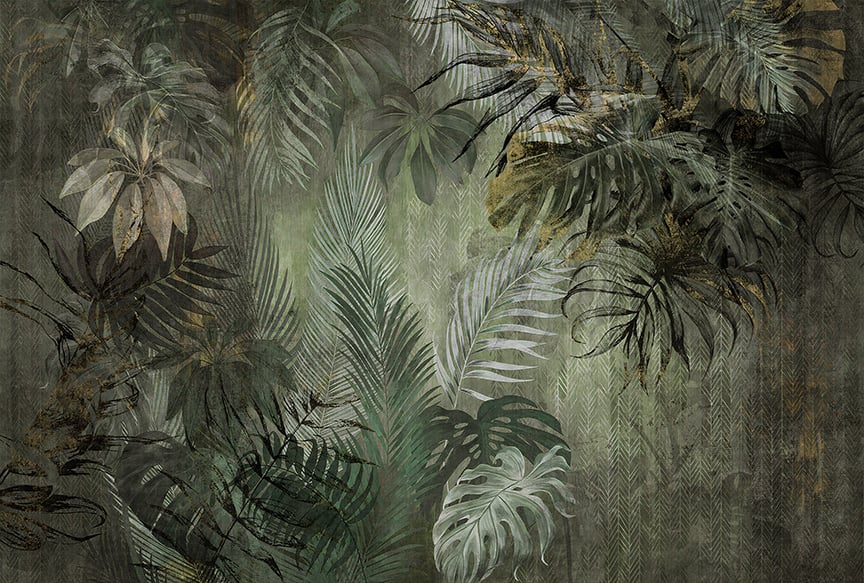 Fond d'écran symphonie de jungle vert luxuriant mural in your room — zoomed