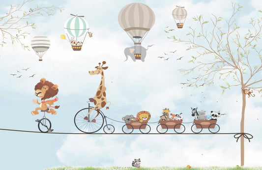 Animaux sur la corde rond sous ciel