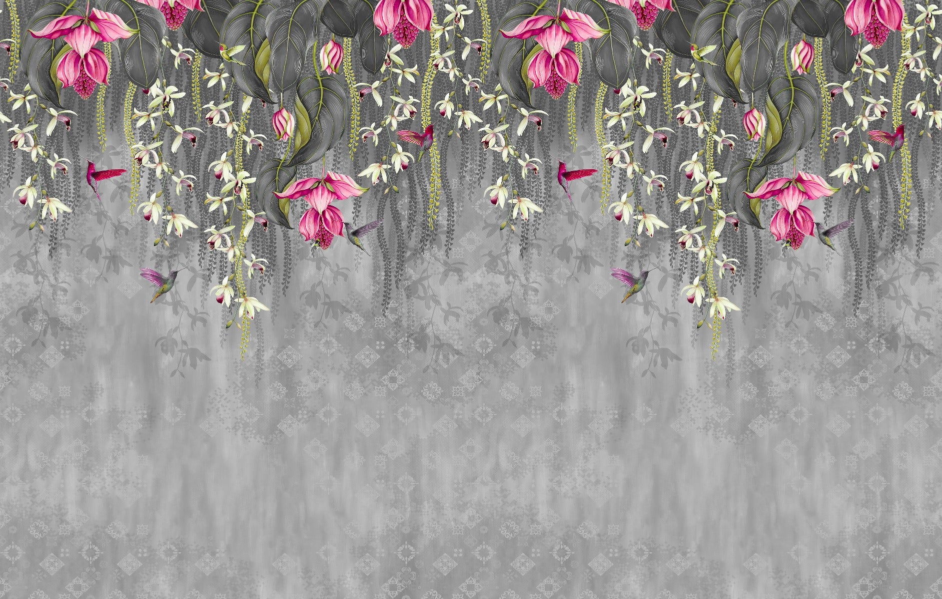 Carta da parati design di fiori in fiore rosa