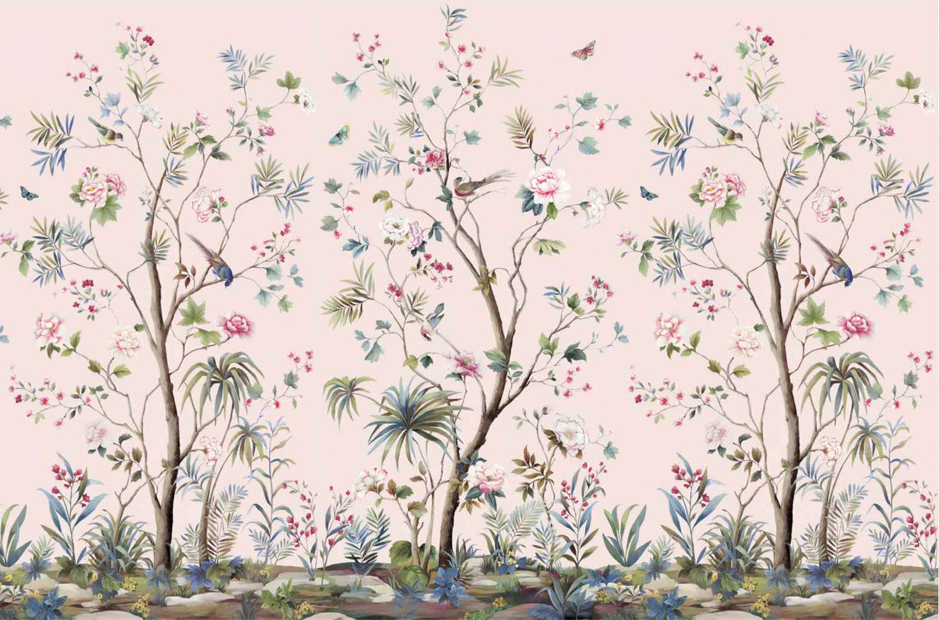 Fond d'écran de chinoiserie rose
