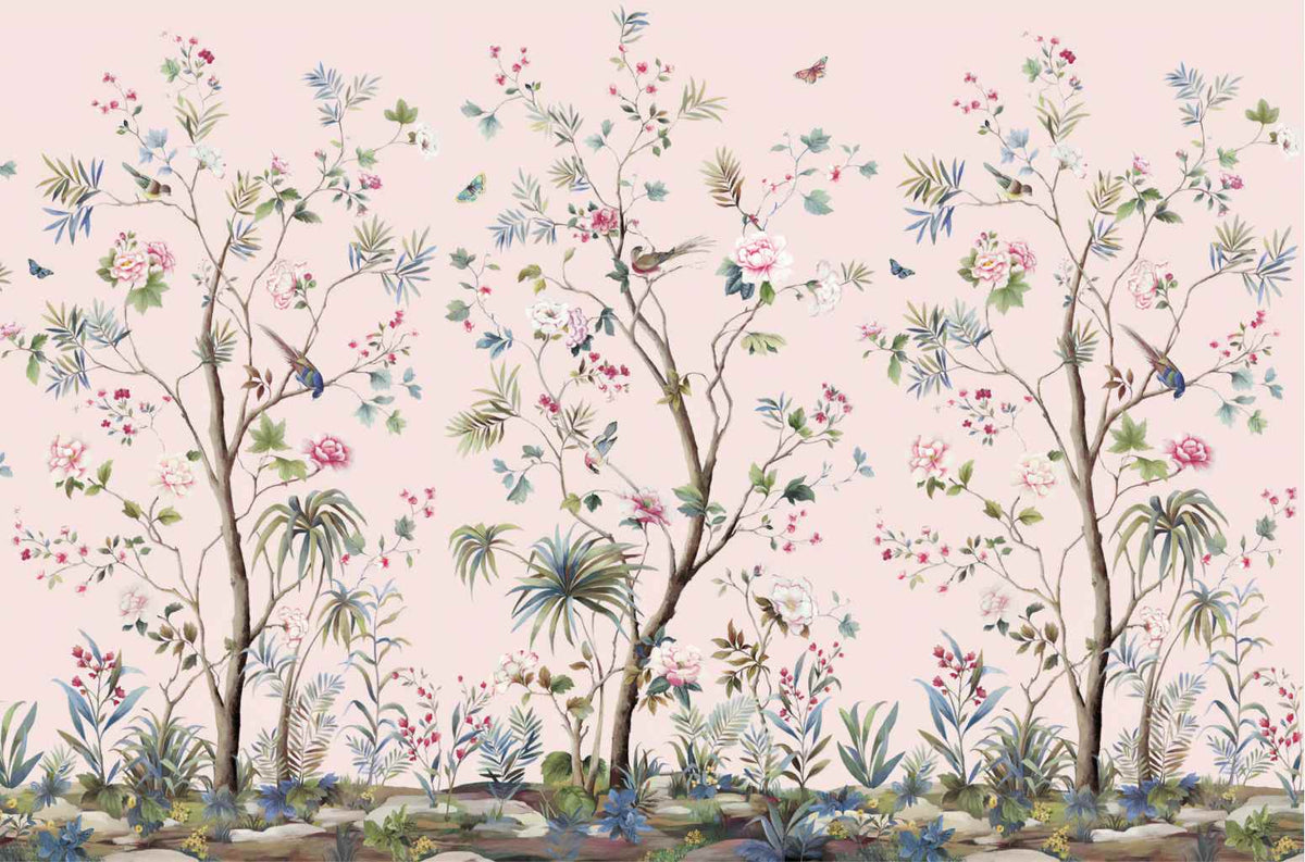 Fond d'écran de chinoiserie rose