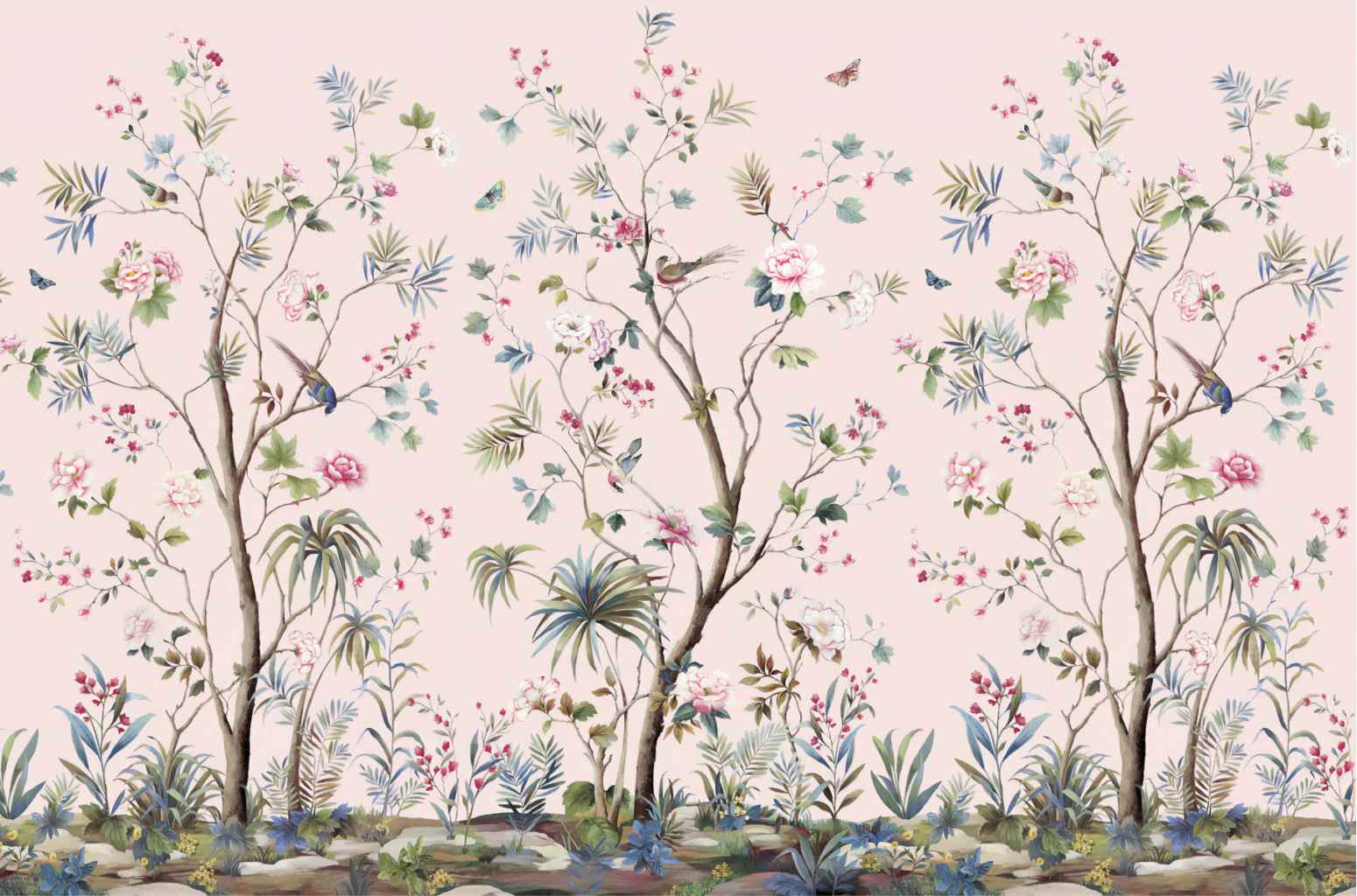 Fond d'écran de chinoiserie rose in your room — zoomed