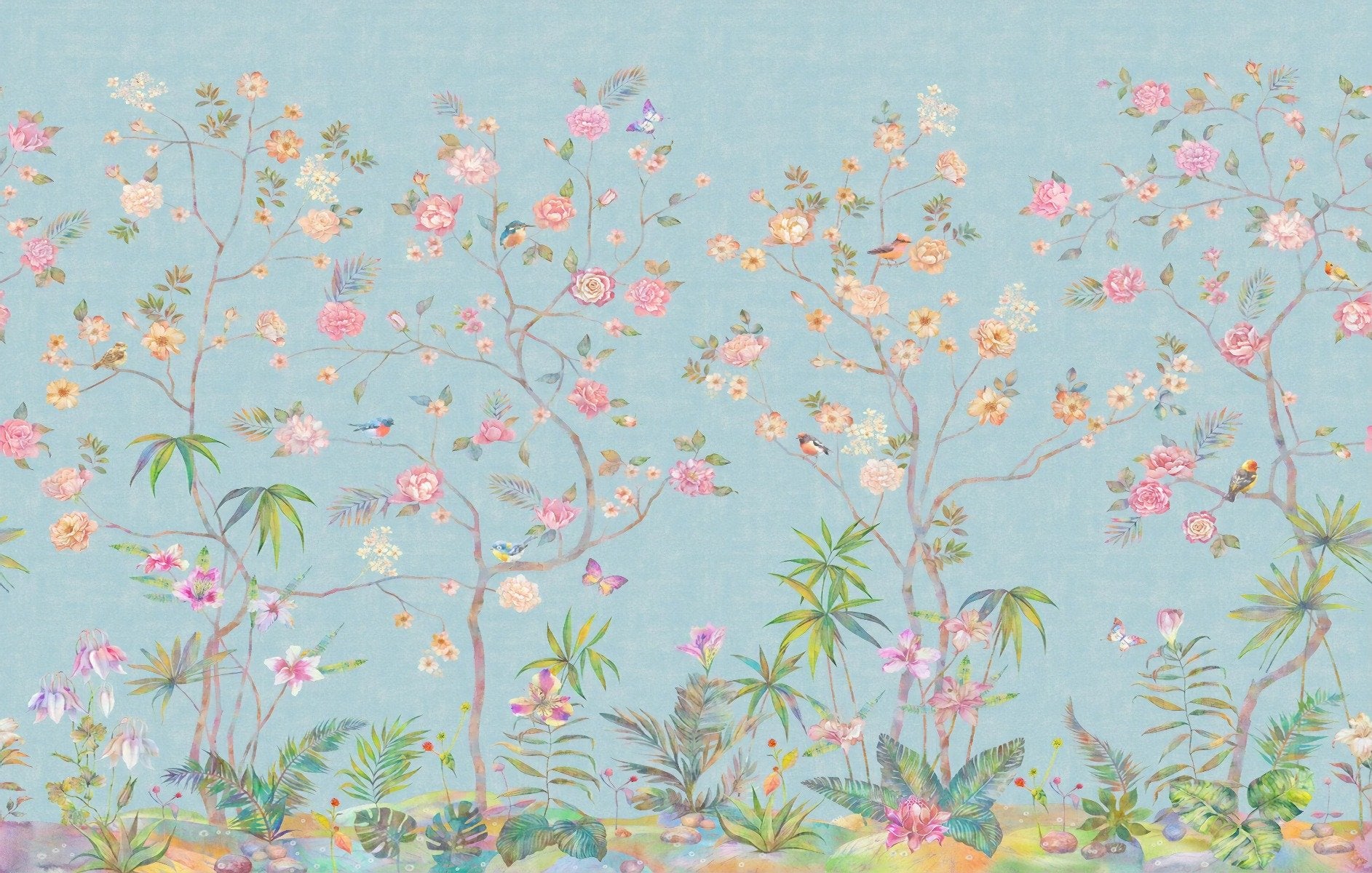 Carta da parati chinoiserie colorata
