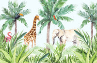Vibrant Wildlife Serene Kids Room Wallpaper Mural - Giffywalls