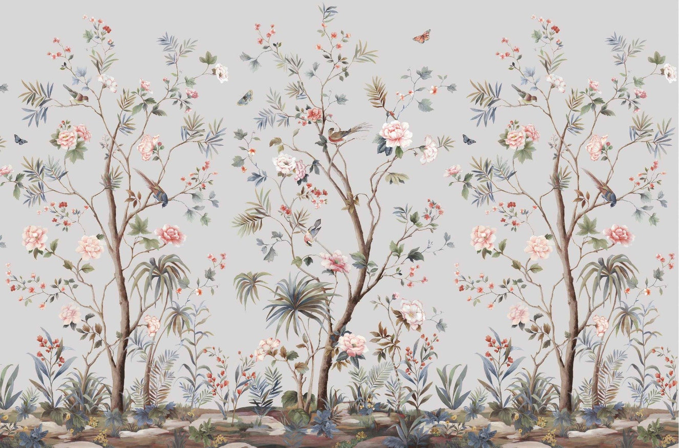 Chinoiserie design floral tapet mural