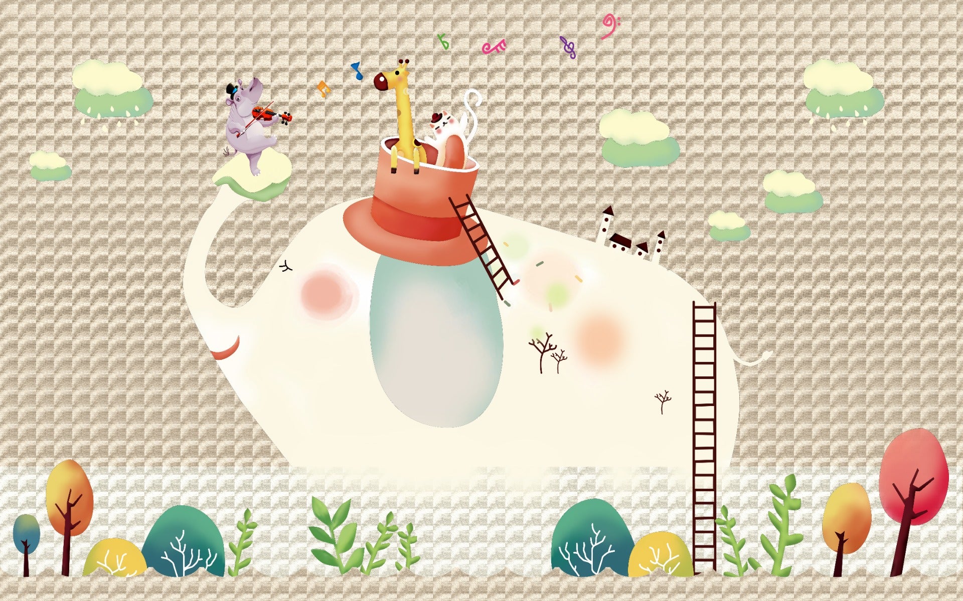 Cartoon Elephant Wallpaper Murals