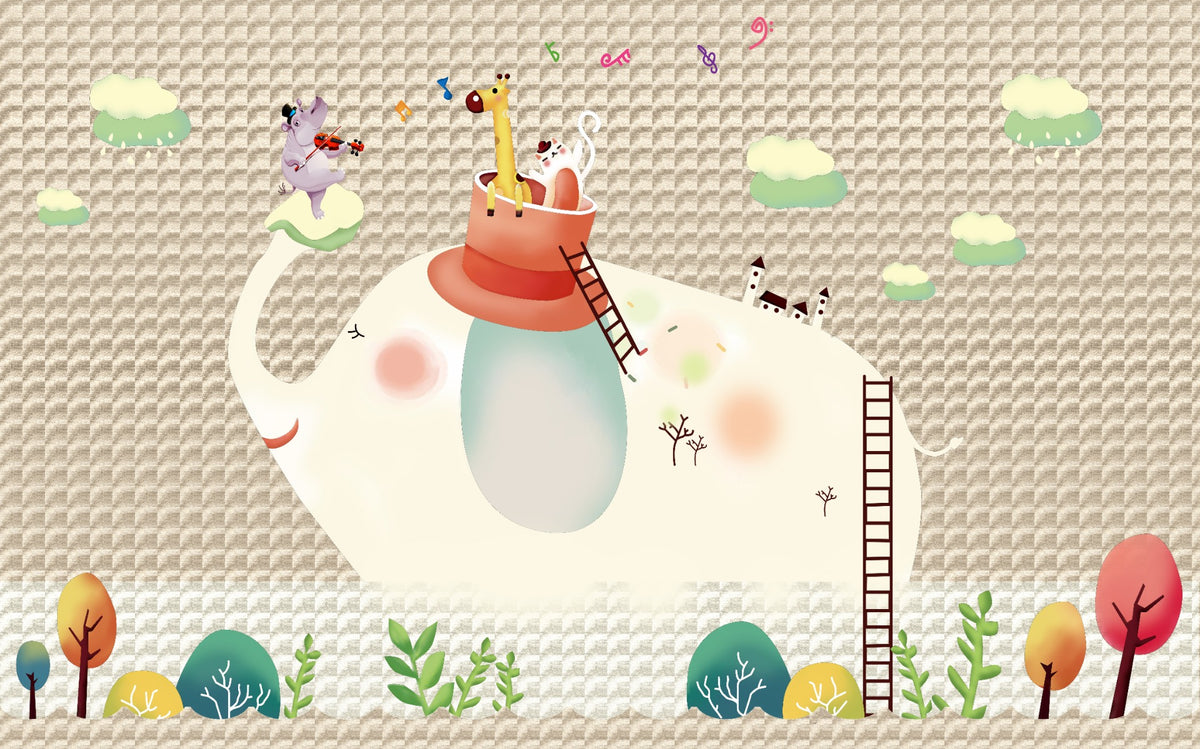 Cartoon Elephant Tapete Wandbilder in your room — zoomed