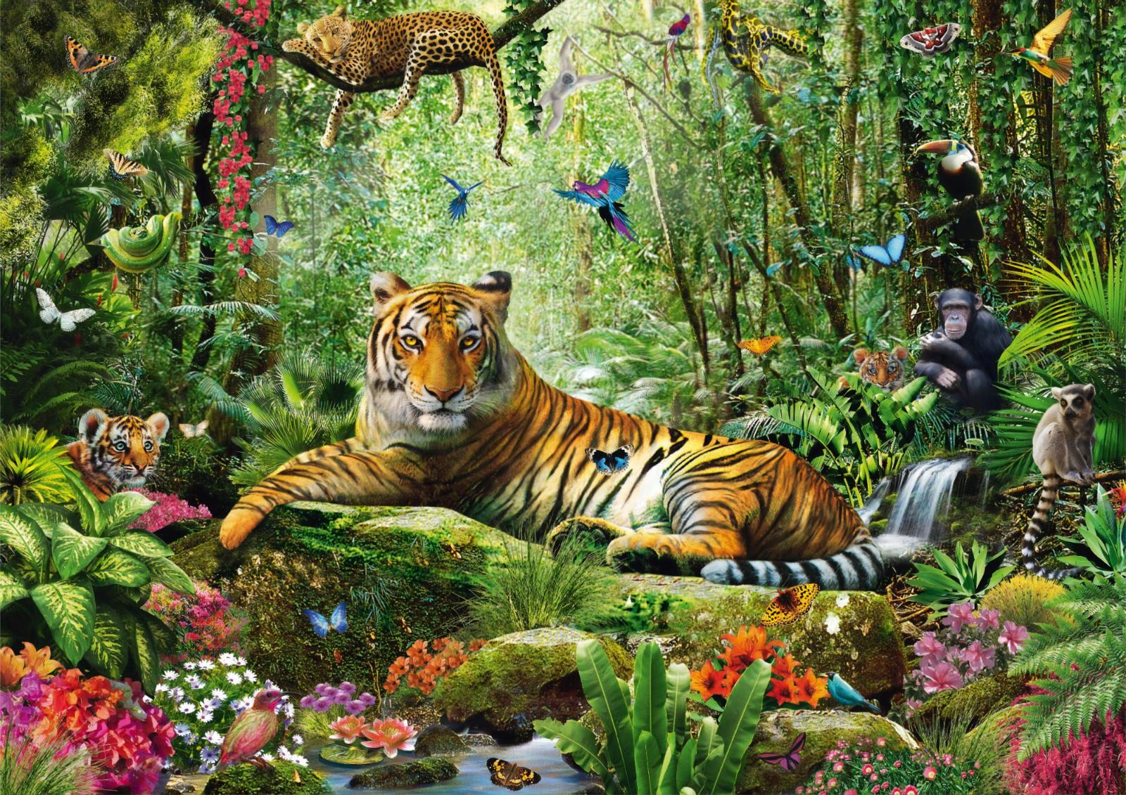 Vue royale du tigre des peintures murales de jungle in your room — zoomed