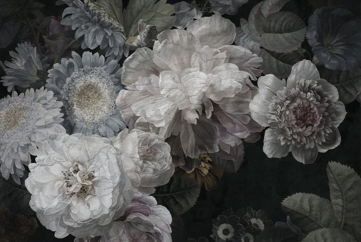 Couleur de couleur blanche Fleurs sauvages papier peint mural in your room