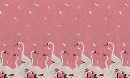 Majestic Pink Cranes Wallpaper Murals