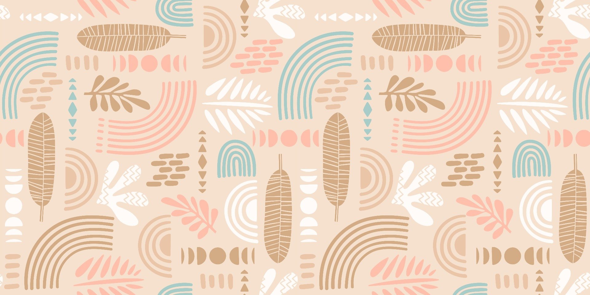Beige Color Abstract Tropical Leaf Wallpaper in your room — zoomed