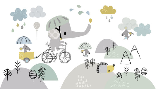 Éléphant sur du papier peint de vélo murale