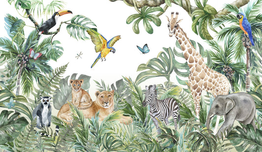 Animali murale della carta da parati della giungla