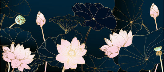 Golden Lotus -taustakuva Seinämaalaus