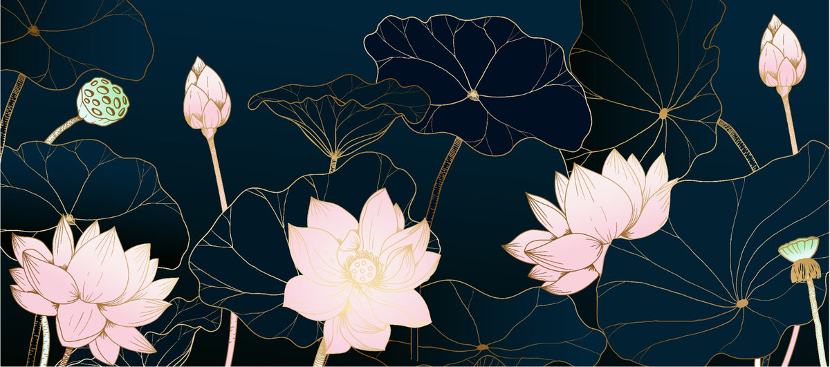 Golden Lotus Wallpaper Wandbild