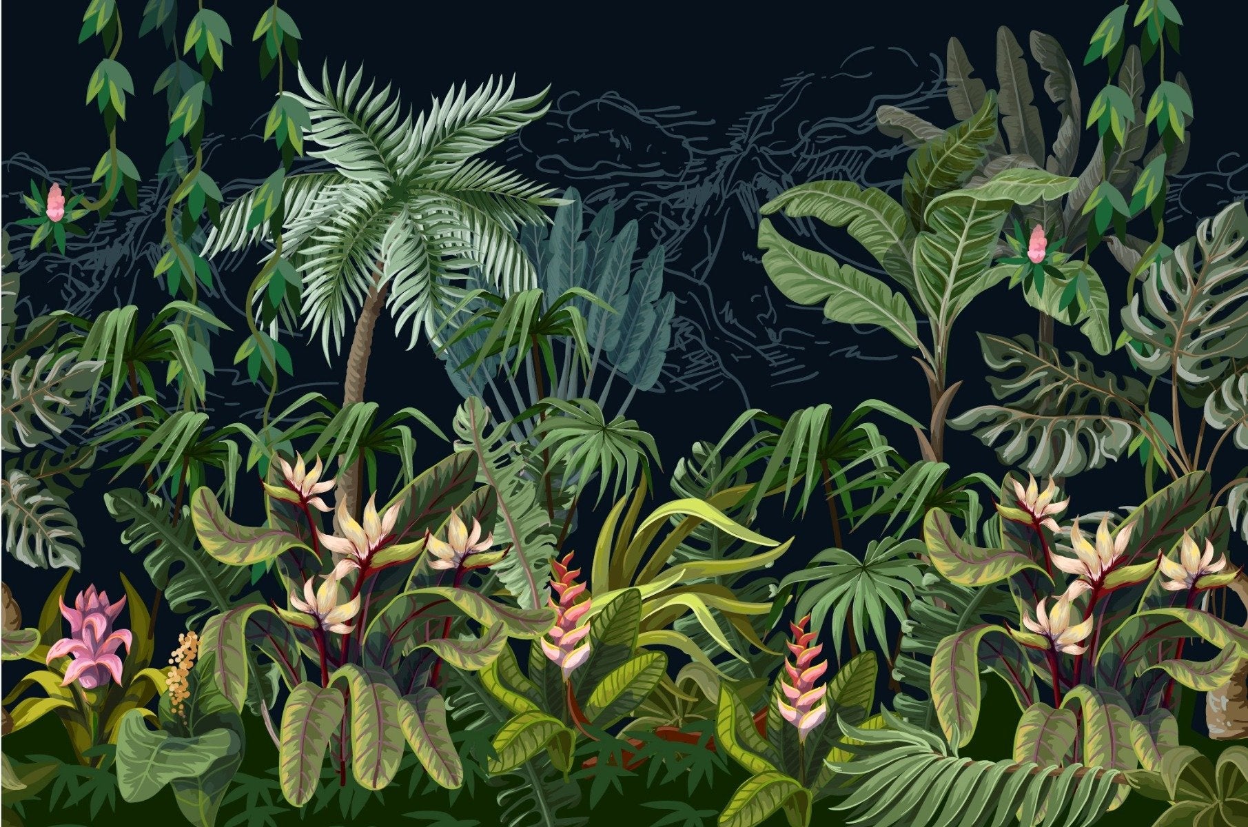 Fond de papier peint de forêt tropicale