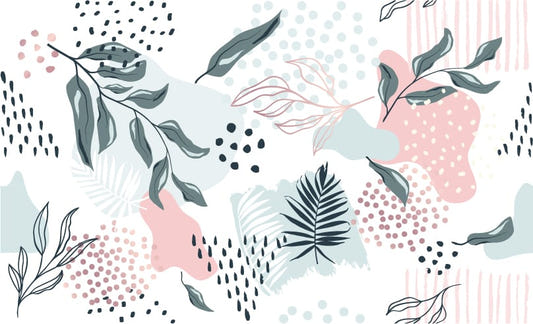 Farbenfrohes und trendiges Design Blätter Wallpaper Wandbild