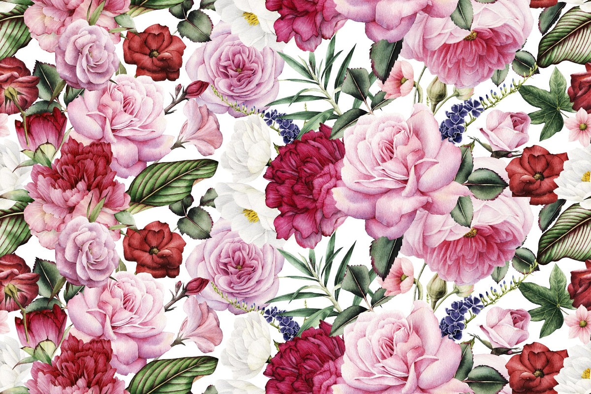 Trendy Pink and Red Rose Wallpaper in your room — zoomed