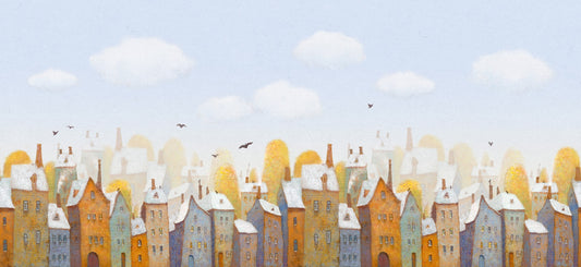 Watercolor Day Light City View Wallpaper Mural