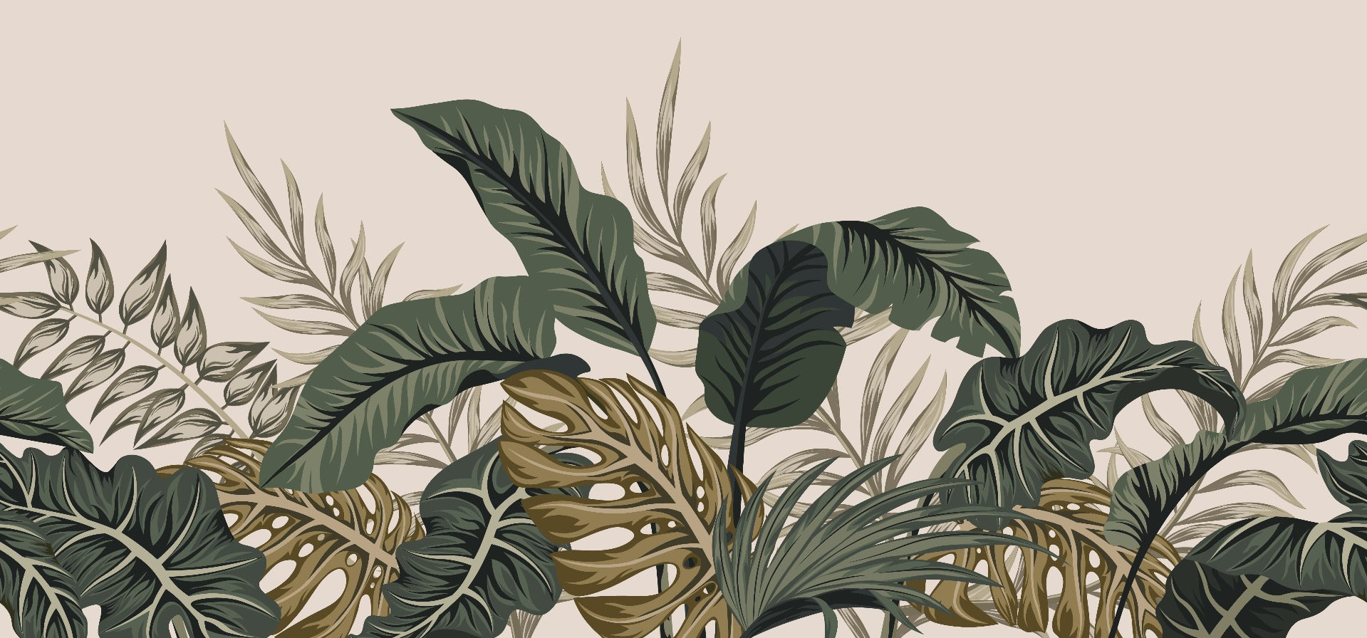 Tropical Leaves & Fern Design Wallpaper Mural