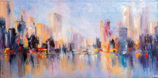 City Skyline Oil Paint Wallpaper
