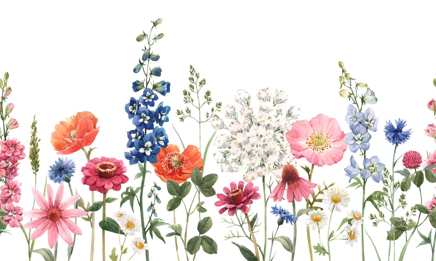 Akvarell vilda blommor tapet väggmålning