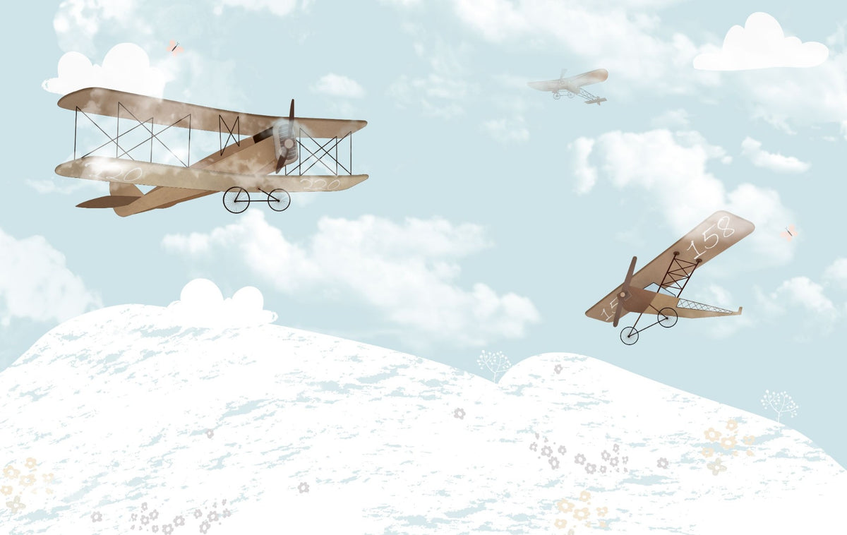 Avions volants dans le fond d'écran du ciel in your room — zoomed