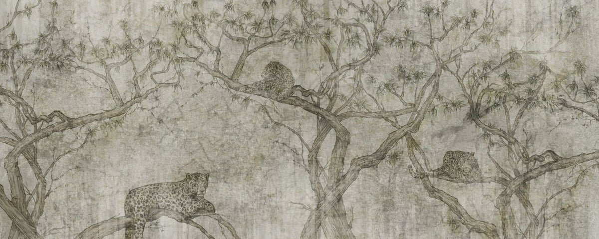 Leopard on Tree Wallpaper Mural in your room — zoomed