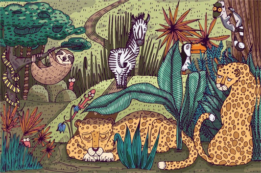 Murales di sfondi degli animali della giungla