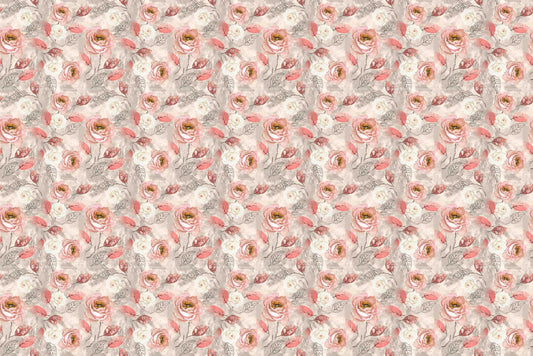 Watercolor Pink Flower Wallpaper Mural