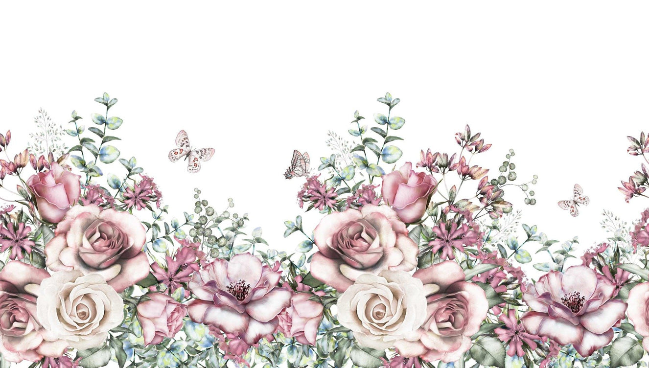 Vintage Watercolor Floral Pattern Wallpaper Mural