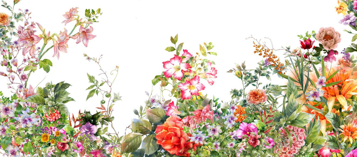Akvarelmaleri blade og blomster tapet