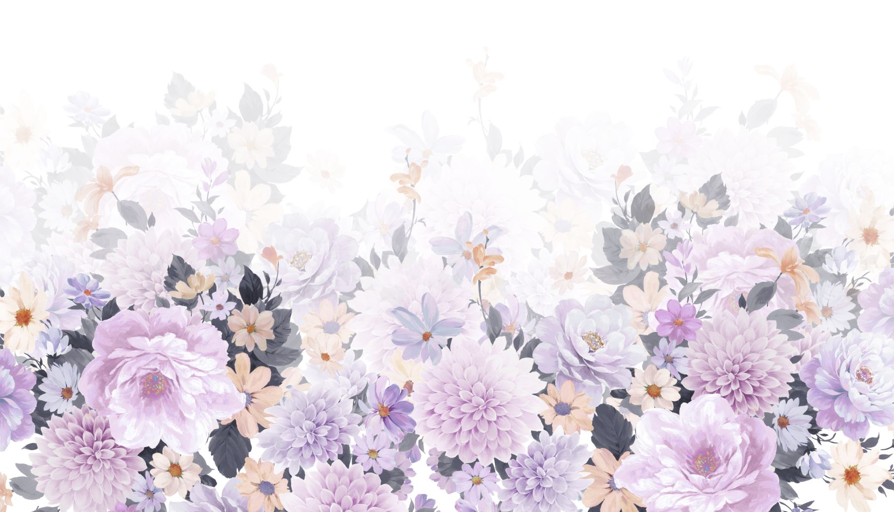 Beautiful Watercolor Peony and Rose Flower Wallpaper