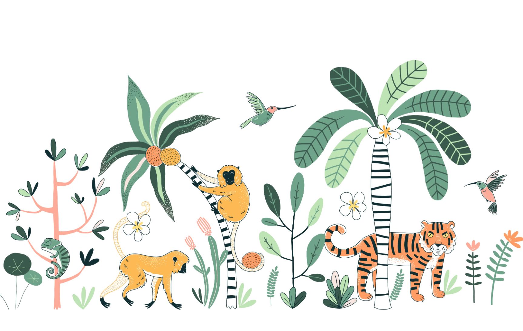 Rainforest Animal Kids Room tapet in your room — zoomed