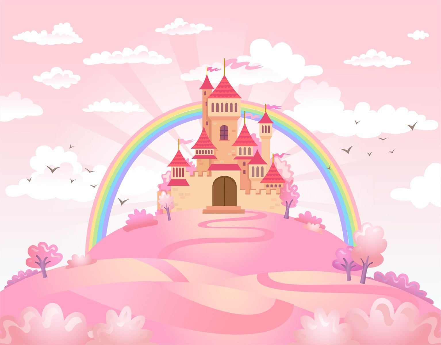 Pink Princess Castle Wallpapers Mural in your room — zoomed