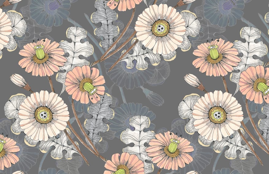 Sketch Blumenwallpaper Wandbilder